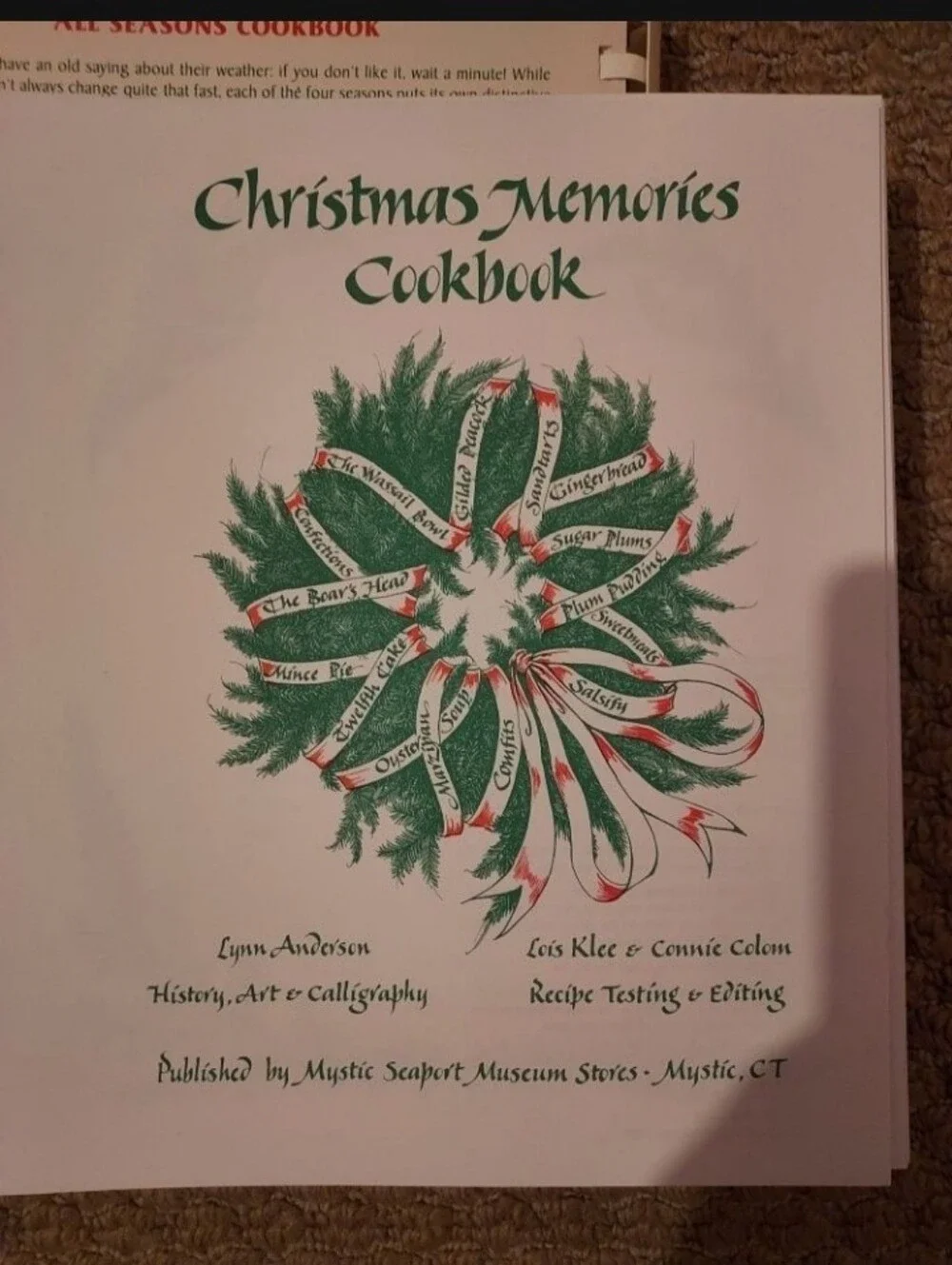Christmas Memories Cookbook Mystic Seaport Recipes Ideas Spiral Bound 1985